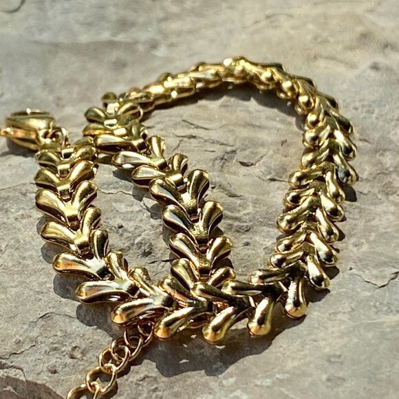 💙 Gold Plated Stainless Steel Wheat Chain Bracelet - Picture 3 of 12